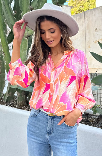 Viskosebluse mit mehrfarbigem Print
