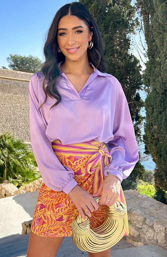 Silk-V-hals-Blouse-Rome-Lila-777-3