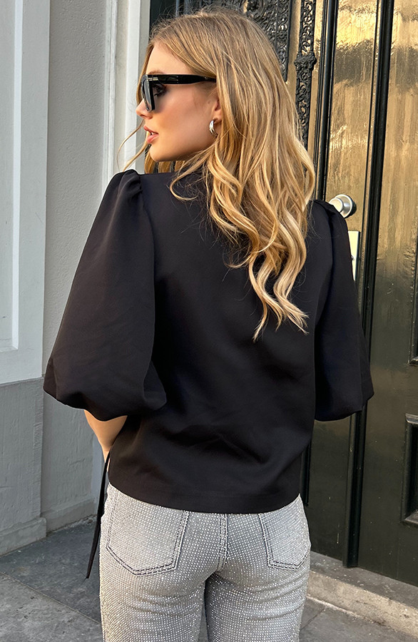 Wrap-Blazer-Puff-Short-Sleeve-Zwart-10