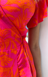 Flower-Jurk-Midi-Fuchsia-Oranje