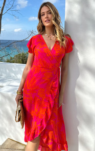 Flower-Jurk-Midi-Fuchsia-Oranje-2