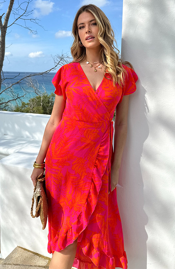 Flower-Jurk-Midi-Fuchsia-Oranje-22