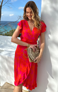 Flower-Jurk-Midi-Fuchsia-Oranje-3