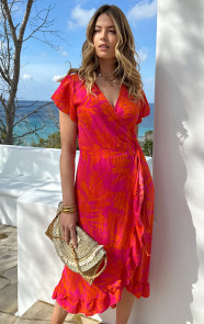 Flower-Jurk-Midi-Fuchsia-Oranje-6