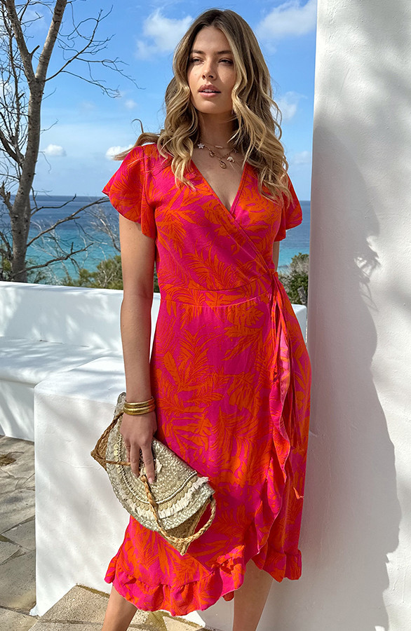 Flower-Jurk-Midi-Fuchsia-Oranje-6