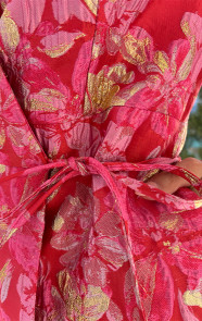 Jacquard-Jurk-Wijde-Mouw-Rood-1