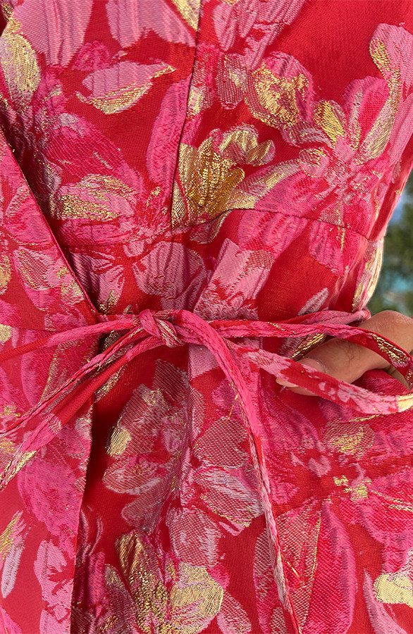 Jacquard-Jurk-Wijde-Mouw-Rood-1