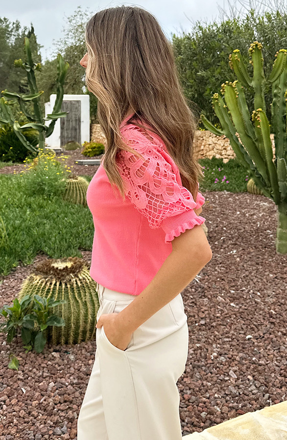 Lace-Sleeve-Soft-Top-Koraal-2