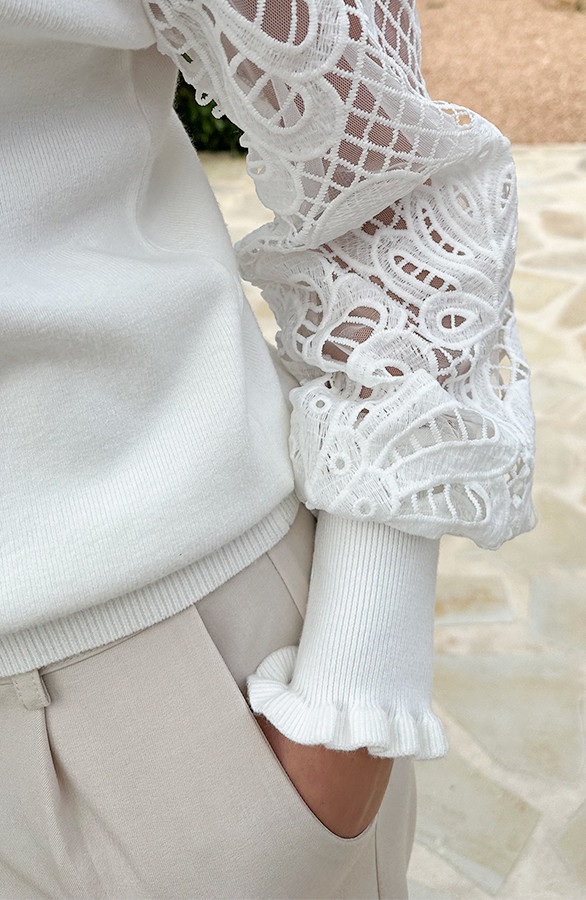 Lace-Sleeve-Soft-Trui-Off-White
