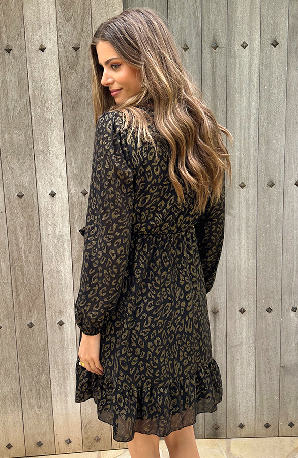 Luxury-V-Hals-Jurk-Leopard-Gold-3