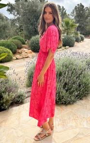 Maxi-Dress-Colorful-Print-Fuchsia-Red-3