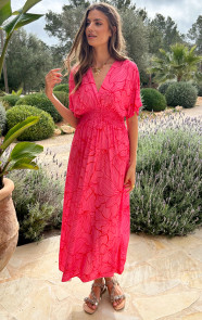 Maxi-Dress-Colorful-Print-Fuchsia-Red-8