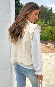 Ruffle-Denim-Gilet-Beige-2