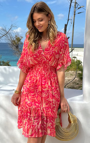 Ruffle-Laagjes-Jurk-La-Palma-Koraal-1033