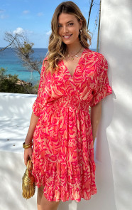 Ruffle-Laagjes-Jurk-La-Palma-Koraal-1333
