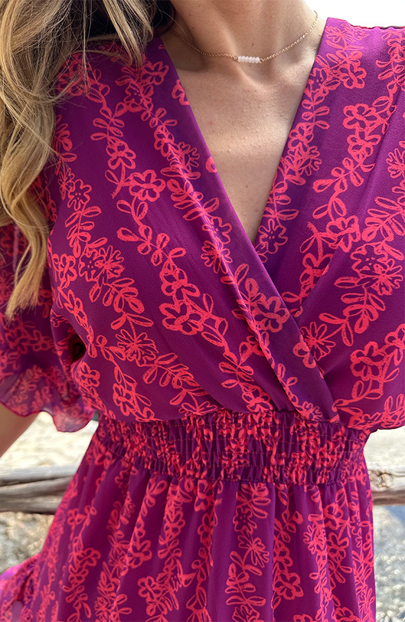 Ruffle-Laagjes-Jurk-Lulu-Flower-Roze-2-2