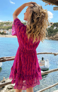 Ruffle-Laagjes-Jurk-Lulu-Flower-Roze-5