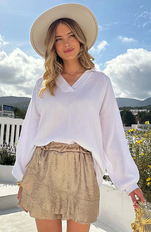 Ruffle-Skort-Metallic-Gold