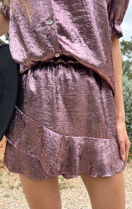 Ruffle-Skort-Metallic-Paars-
