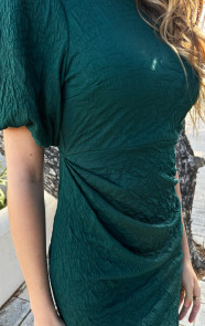Textured-Pofmouwen-Jurk-Smaragd-1-4