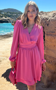 V-hals-Jurk-Strik-Detail-Fuchsia43-4