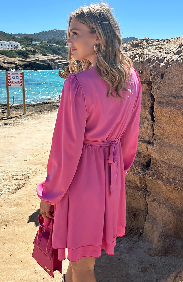 V-hals-Jurk-Strik-Detail-Fuchsia43-5