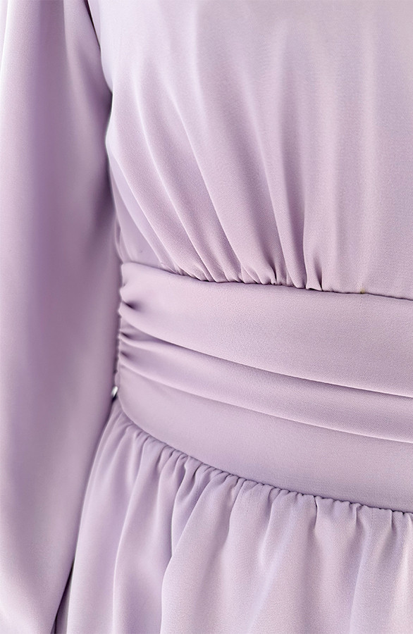 V-hals-Jurk-Strik-Detail-Lila