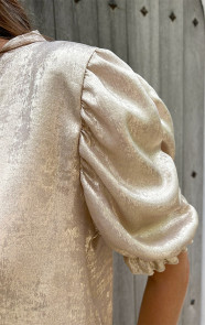 V-hals-Top-Met-Pofmouw-Metallic-Gold