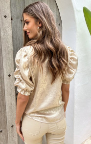 V-hals-Top-Met-Pofmouw-Metallic-Gold-3