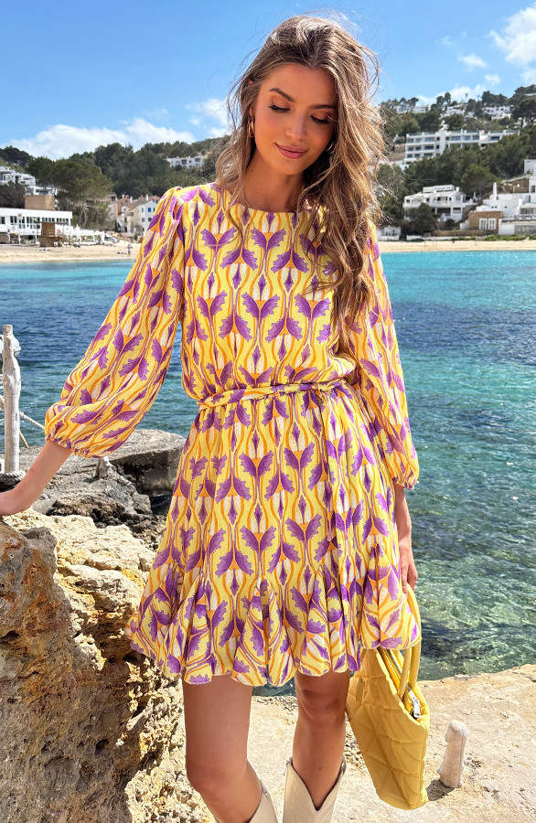 eve-lino-puff-sleeve-jurk-geel-2