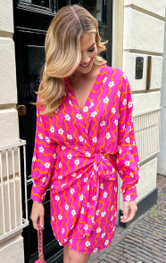 Cotton-Wrap-Jurk-Flower-Print-Fuchsia-1-1