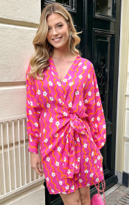 Cotton-Wrap-Jurk-Flower-Print-Fuchsia-1-4