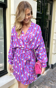 Cotton-Wrap-Jurk-Flower-Print-Paars-1-5