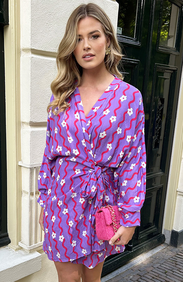 Cotton-Wrap-Jurk-Flower-Print-Paars-1-7