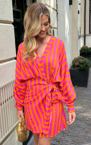 Cotton-Wrap-Jurk-Stripe-Oranje-1-1