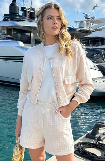 Luxuriöse Tweedjacke Beige