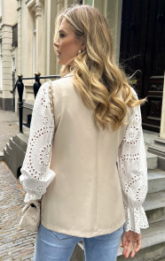 Embroidery-Blazer-Lange-Mouwen-Beige-4