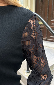 Lace-Sleeve-Soft-Trui-Zwart-4