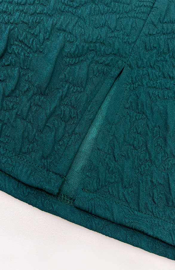 Textured-Pofmouwen-Jurk-Smaragd-split