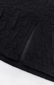 Textured-Pofmouwen-Jurk-Zwart-split