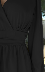 V-hals-Jurk-Strik-Detail-Zwart-12