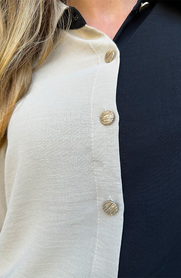 Classic-Colorblock-Blouse-Zwart-Beige-2