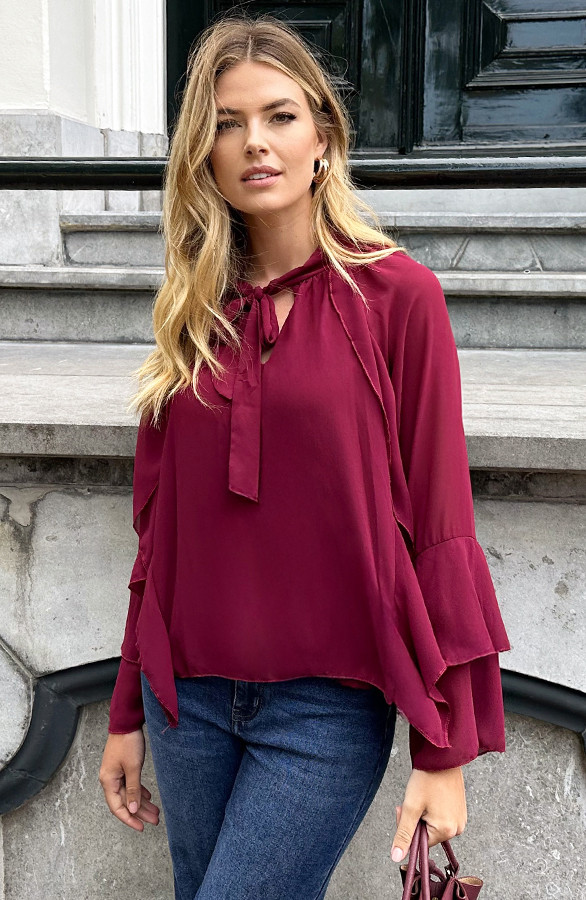 Ruffle-Chiffon-Strik-Blouse-Burgundy-5