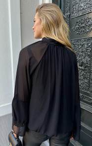 Ruffle-Chiffon-Strik-Blouse-Zwart-1
