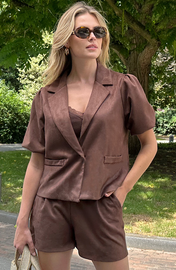 Suede-Puff-Sleeve-Blazer-Choco-7