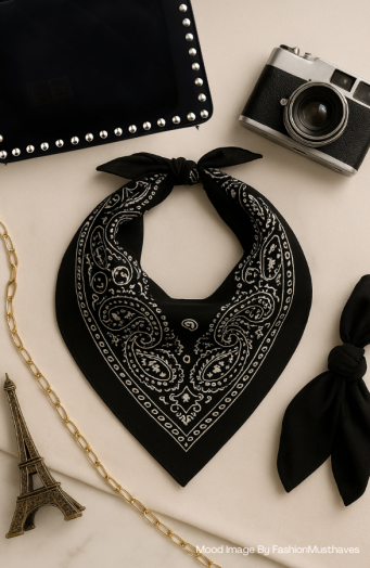 Klassischer Bandana-Schal mit Paisley-Muster, Schwarz