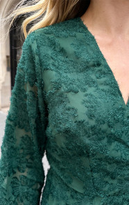 Fringe-Wrap-Jurk-Wijde-Mouw-Smaragd-8