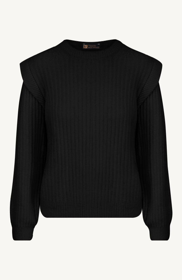 Knitted-Shoulder-Detail-Trui-Zwart-12