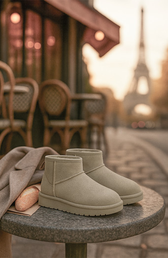 Lage Wildlederstiefel Taupe