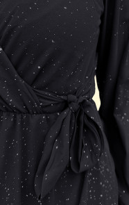 Luxury-V-Hals-Jurk-Zwart-Glitter-1